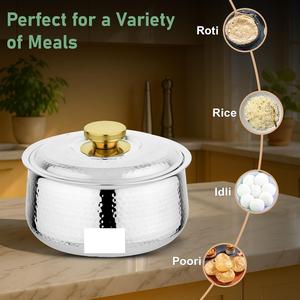 Cazuela para platos indios, ideal para invitados, diseñada para mesas festivas, que ayuda a los anfitriones a mantener los platos calientes y servirlos sin problemas. - Product Image 2