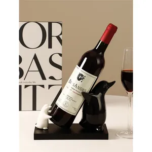 Soporte para Botellas de Vino de Aluminio con Diseño de Pingüino, en Blanco y Negro, Impermeable, Estilo Rústico, para Decoración de Mesa de Comedor y Fiestas - Product Image 1