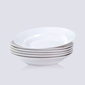 Modern 9.5 Inch Salad Serving Dinner Plates Set 6 White-Dishwasher Microwave Oven Safe Scratch Resistant - Product Image 6