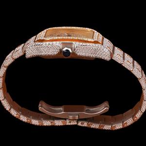 Reloj de Regalo para Chicas con Caja Cuadrada Impresionante Personalizada, Esfera con Números Arábigos y Diamantes de Moissanita en Dos Tonos - Product Image 5