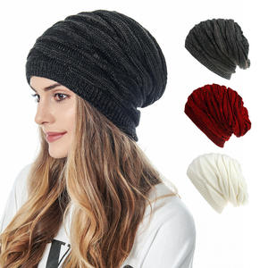 Wholesale Custom Trendy Mens and Womens Raised Knit Coral Fleece Lined Oversized Warm <b>Winter</b> Baggy Slouch Beanie <b>Hat</b> - Product Image 4