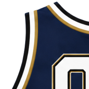 Haut court de cheerleading bleu marine et blanc doré pour femme, sans manches, col en V, pour performance athlétique, uniforme d'équipe de cheerleading, compétition - Product Image 4