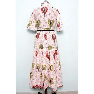 เดรสผ้าคอตตอนพิมพ์ลายแขนสั้นสำหรับผู้หญิงชุดเดรสปาร์ตี้สไตล์หวานลำลองแขนกระดิ่งทันสมัย - Product Image 6