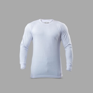 Camiseta térmica de invierno para hombre, transpirable, informal, 250 GSM, sin cuello, de color liso, de manga larga, de punto, de algodón elástico, cálida, para usar como capa base. - Product Image 3