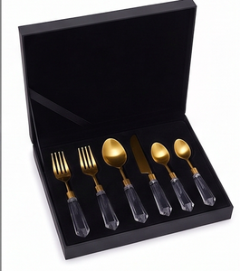 <b>Golden</b> Steel <b>Cutlery</b> <b>Set</b> Handmade Acrylic Handles Elegant Flatware For Restaurants Tabletop Dining And Luxury Meals - Product Image 6