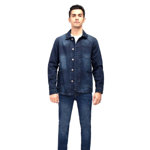 Custom Logo Denim <b>Jacket</b> Wholesale Heavyweight Vintage Wash Jean Coat OEM Manufacturer Private Label Custom Embroidered <b>Patch</b> - Product Image 1