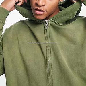 Sweat à capuche délavé au soleil Streetwear French Terry Blank Sweat à capuche délavé à l'acide pour hommes Sweat à capuche zippé personnalisé - Product Image 3