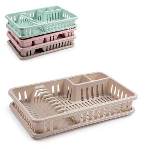 Set di 3 Pezzi: Scolapiatti Impilabile in Plastica, Organizzatore per Lavello da Cucina, Design Moderno, Colore Unico - Product Image 1