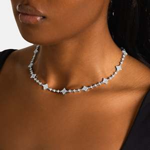 Star Shape Crystal <b>Choker</b> Necklace 925 Sterling <b>Silver</b> Rhodium Plated Minimalist Women's Everyday Wear - Product Image 2