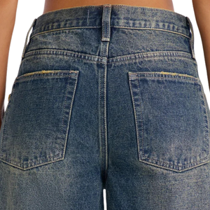 Shorts Bermuda en jean délavé vintage pour femme, coupe ample, bleu, en coton, style streetwear décontracté, respirant, séchage rapide, bords effilochés, taille moyenne - Product Image 4
