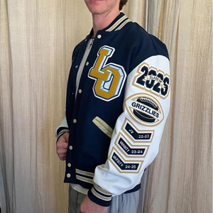 Chaqueta Varsity Corta de Lana para Hombre, Estilo Vintage, Personalizada OEM de MKB Enterprises, para Escuela o Universidad, con Cuello Alto y Cierre de un Solo Botón - Product Image 6