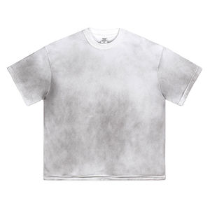 Camisetas Vintage Oversize Desgastadas al por Mayor para Hombre, Camisetas de Algodón de Manga Corta con Cuello Redondo, Estilo Urbano Personalizado, Lavado Ácido - Product Image 1