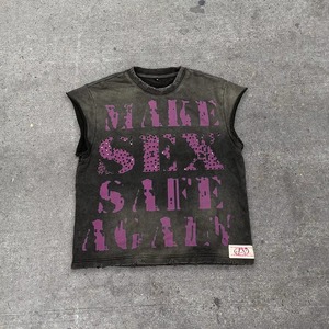 Camiseta Gráfica Oversize Personalizada para Hombre, Estilo Urbano, Alta Calidad, 100% Algodón, Vintage, Lavado Ácido, Corte Cuadrado - Product Image 3