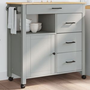 MONZA Solid <b>Wood</b> <b>Pine</b> <b>Kitchen</b> Trolley 33.1"x15.7"x35.4" <b>Kitchen</b> <b>Cabinets</b> - Product Image 1