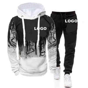 Men's Red Hooded Tracksuit Set With Black Print Full Sleeve Casual Autumn Wear Breathable Polyester Sweatshirt And <b>Pants</b> Regular - Product Image 2