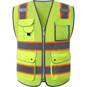 Veste de sécurité réfléchissante pour la construction, haute visibilité, multi-poches, gilet de travail réfléchissant coloré - Product Image 1