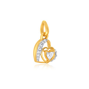 Pendentif Cœur en Or Jaune avec Diamants Ronds Brillants de Laboratoire, Style Romantique, Bijoux Quotidiens pour Femmes - Product Image 2