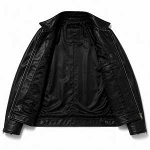 Custom Genuine Leather Men's Motorcycle Biker Jacket <b>Stand</b> Collar Front Waterproof <b>Vintage</b> Winter <b>Coat</b> OEM Service Available - Product Image 3
