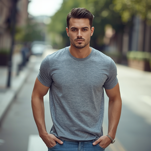 T-shirt élégant pour homme en coton, coupe ajustée, décontracté, tendance, avec personnalisation OEM ODM - Product Image 1