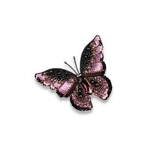 En gros, Patch décoratif thermocollant en tissu cuivré, brodé à la main, motifs papillon et planète - Product Image 4