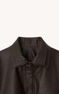 Chaqueta de Cuero Estilo Bomber con Cuello de Doble Capa y Cierre de Cremallera - Product Image 5