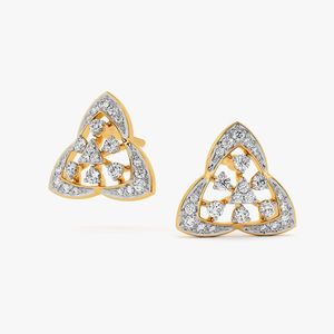 Nombre del producto: Pendientes de tuerca con diamantes cultivados en laboratorio de oro amarillo en forma de triple triángulo - Product Image 2