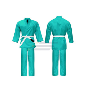 Uniforme Profesional de Taekwondo Blanco de Poliéster/Algodón para Adultos Unisex con Cuello en V e Impresión en la Espalda Hecho en Pakistán - Product Image 1