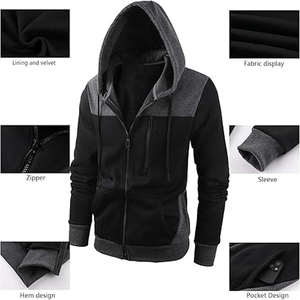 Nueva Llegada, Sudaderas con Capucha Casuales para Hombre, Sudaderas de Invierno de Alta Calidad, con Cierre, de Algodón, en Color Negro y Gris, MOQ Bajo - Product Image 3
