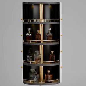 Rounded Spinning AXIS Argmac <b>Bar</b> Cabinet Stainless Steel Handles Premium Wine Storage 5+ Compartments Designed for Home - Product Image 1