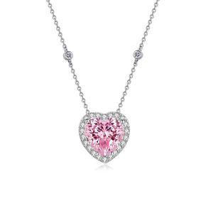 Pendentif en forme de cœur rose en moissanite taillée, bijou en argent sterling 925 pour femme, à porter au quotidien - Product Image 5
