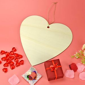 Tranches de bois en forme de cœur non finies, pré-percées, ornements en bois naturel, formes artisanales en bois - Product Image 3