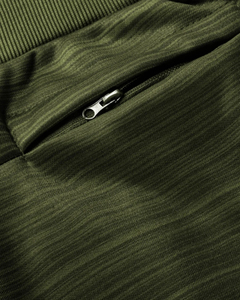 Pantalon de jogging pour homme vert olive, taille à cordon de serrage, poches zippées, tricoté, décontracté - Product Image 4
