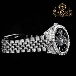 Reloj de Lujo para Hombre con Esfera Redonda de 20 mm, Cuarzo Analógico, Acero Inoxidable, Resistente al Agua, con Incrustaciones de Moissanita VVS - Product Image 6