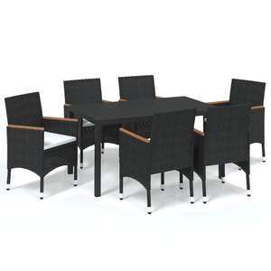 Ensemble de salle à manger noir et blanc crème pour meubles de jardin d'extérieur - Product Image 2