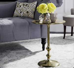 Aura Piece Modern Side <b>Table</b> With <b>Round</b> Top And Decorative Base For Living Room Furniture - Product Image 2