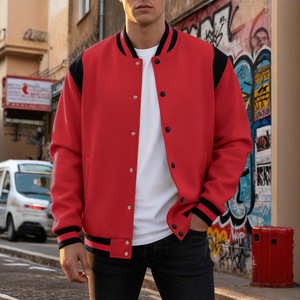Blouson de baseball personnalisé pour homme, coupe décontractée, couleur unie, col montant, style universitaire, veste bomber - Product Image 4