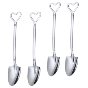 Juego de Cucharas Cuadradas Pequeñas de Acero Inoxidable Creativas con Mango Largo, Elegante Forma de Corazón, para Bodas, 30 ml, Acabado Espejo - Product Image 1