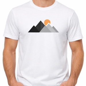 Camiseta blanca para hombre de alta demanda |    Gráfico de Montaña y Sol |   Camiseta Premium de Manga Corta para Aventuras al Aire Libre | - Product Image 2
