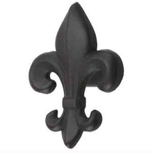 Bouton de meuble Fleur de Lys en fonte, design traditionnel, finition noire, durable - Product Image 1