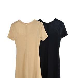 Vestido Midi Acampanado de Punto Elástico Ecológico para Mujer al por Mayor (Poliéster/Spandex) Diseño Personalizado de Cuello de Lazo - Product Image 3