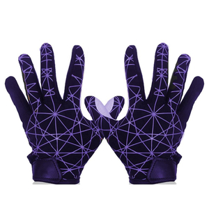 Full Finger Racing Gloves With Purple Geometric Print Non-Slip <b>Hook</b> And Loop Closure Unisex Outdoor Riding Gloves - Product Image 6
