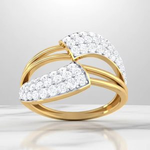 Anillo de Diamantes Minimalista con Diseño Geométrico de Vástago Dividido y Ondulado, Joyería Fina de Oro de Alta Calidad para Bodas y Fiestas - Product Image 5