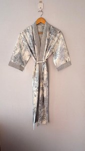 Cotton Kimono Cotton Block Print Festival Clothing Women's Robes 100% Cotton Block Print Kimono Women's Safari-Print Bathrobe - Product Image 3