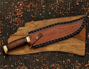 Cuchillo de Caza Fijo de Acero al Carbono de Excelente Calidad, Modelo Dundee Bowie, para Camping, Supervivencia al Aire Libre, con Hoja Recta y Punta Caída, con Funda de Cuero - Product Image 6