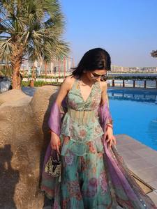 Designer 2026 Women's Sexy Velvet Bollywood Style Salwar Kameez Party Wear Fusion <b>Top</b> Bottom Embroidery <b>Sequins</b> Work Indian - Product Image 2