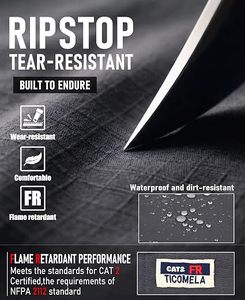 Men's <b>Black</b> <b>Work</b> <b>Pants</b> With Multiple Pockets Quick Dry Polyester Cargo Trousers Elastic Waist Uniform - Product Image 3