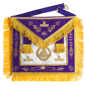 Tablier de Maître Maçon de Grande Lodge Haut de Gamme en Cuir d'Agneau avec Franges Dorées et Bordure en Velours Bleu – Tablier Artisanal de Luxe - Product Image 6