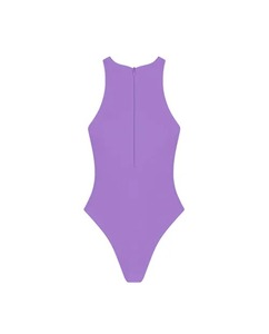 Traje de baño de una pieza con cuello en V profundo para mujer, color sólido, corte alto, push-up, ajustado, sin espalda, para playa, verano - Product Image 5