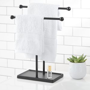 Freestanding Double <b>Towel</b> <b>Rail</b> Metal Bath <b>Towel</b> Holder Countertop Spa Robe Hook <b>for</b> <b>Bathroom</b> Hotel - Product Image 2