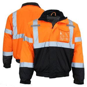 Men's High Visibility Reflective <b>Work</b> Jacket Winter Insulated Windproof Bomber Style with Zipper Closure and Pockets - Product Image 5
